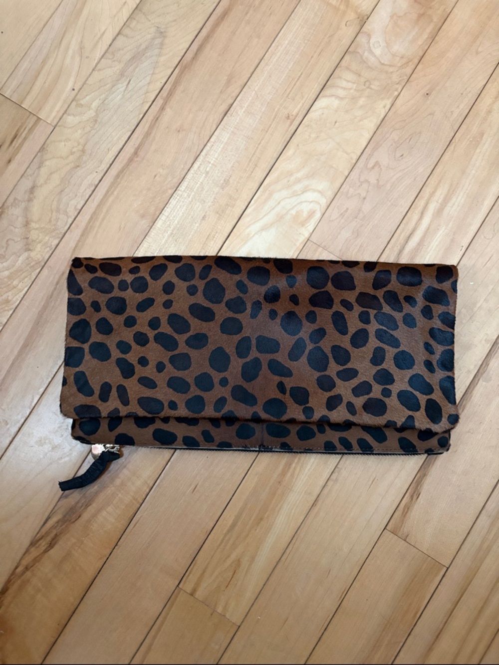 Clare V Leopard Print Foldover Clutch - Brown and Black